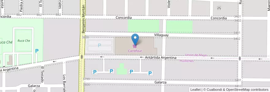 Mapa de ubicacion de Carrefour en Аргентина, Чили, Неукен, Departamento Confluencia, Municipio De Neuquén, Neuquén.