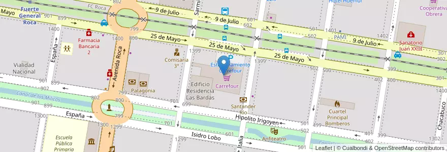 Mapa de ubicacion de Carrefour en Arjantin, Río Negro, General Roca, Departamento General Roca, General Roca.