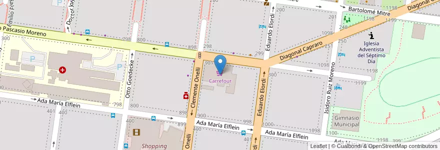 Mapa de ubicacion de Carrefour en Аргентина, Чили, Рио-Негро, Departamento Bariloche, Municipio De San Carlos De Bariloche, Сан-Карлос-Де-Барилоче.