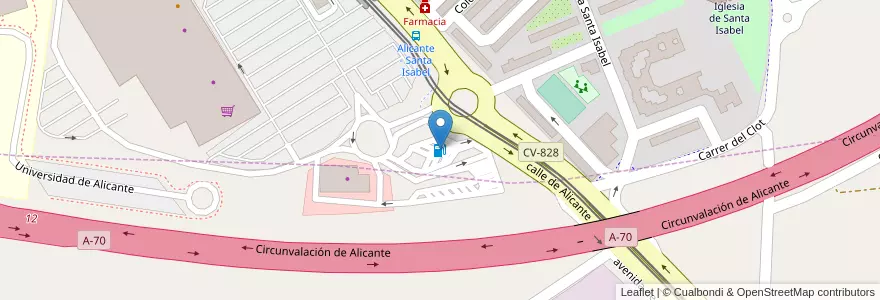 Mapa de ubicacion de Carrefour en Espanha, Comunidade Valenciana, Alacant / Alicante, L'Alacantí, Alacant / Alicante.