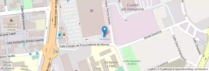 Mapa de ubicacion de Carrefour en İspanya, Región De Murcia, Región De Murcia, Área Metropolitana De Murcia, Murcia.