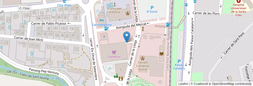 Mapa de ubicacion de Carrefour en Espanha, Catalunha, Barcelona, Osona, Vic.
