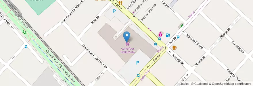 Mapa de ubicacion de Carrefour Bella Vista en Argentinië, Buenos Aires, Partido De San Miguel, Muñiz.