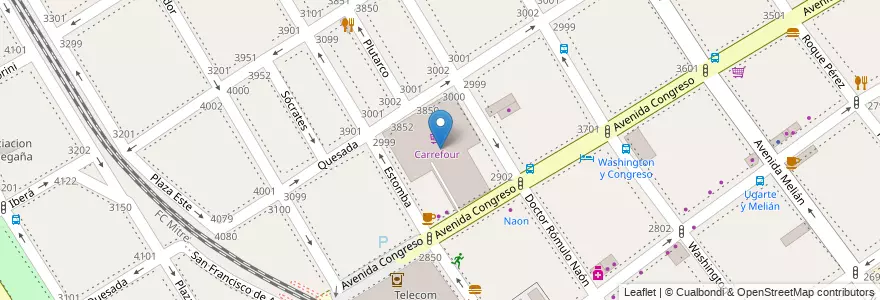 Mapa de ubicacion de Carrefour, Coghlan en Arjantin, Ciudad Autónoma De Buenos Aires, Comuna 12, Buenos Aires.