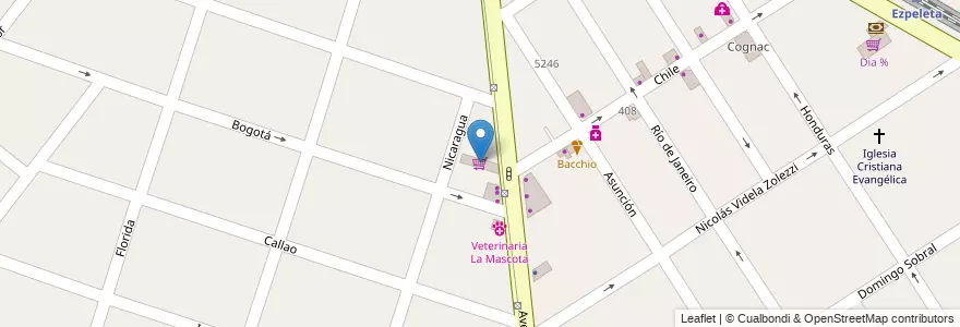 Mapa de ubicacion de Carrefour Express en Arjantin, Buenos Aires, Partido De Quilmes, Ezpeleta.