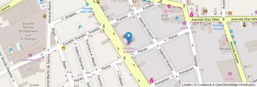 Mapa de ubicacion de Carrefour Express, Caballito en Arjantin, Ciudad Autónoma De Buenos Aires, Buenos Aires, Comuna 6.