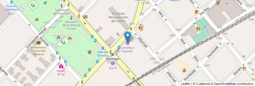 Mapa de ubicacion de Carrefour Express, Chacarita en الأرجنتين, Ciudad Autónoma De Buenos Aires, Buenos Aires, Comuna 15.