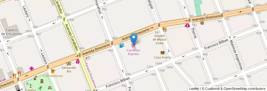 Mapa de ubicacion de Carrefour Express, Parque Chacabuco en Argentinië, Ciudad Autónoma De Buenos Aires, Comuna 7, Buenos Aires.