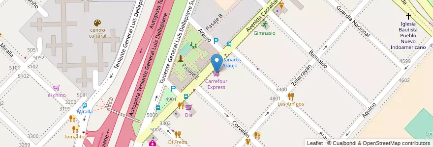 Mapa de ubicacion de Carrefour Express, Villa Lugano en Argentina, Ciudad Autónoma De Buenos Aires, Buenos Aires, Comuna 8.