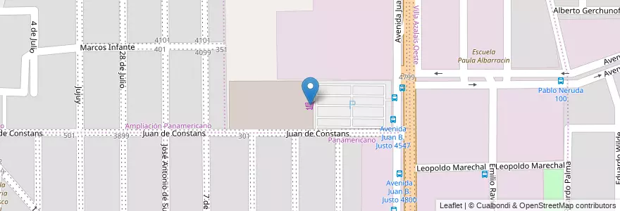 Mapa de ubicacion de Carrefour Juan B. Justo en Аргентина, Кордова, Departamento Capital, Pedanía Capital, Córdoba, Municipio De Córdoba.
