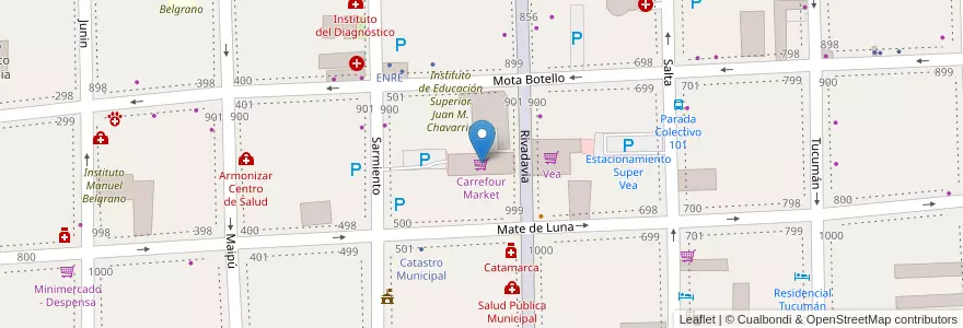 Mapa de ubicacion de Carrefour Market en Argentinië, Catamarca, Departamento Capital, Municipio De San Fernando Del Valle De Catamarca, San Fernando Del Valle De Catamarca.