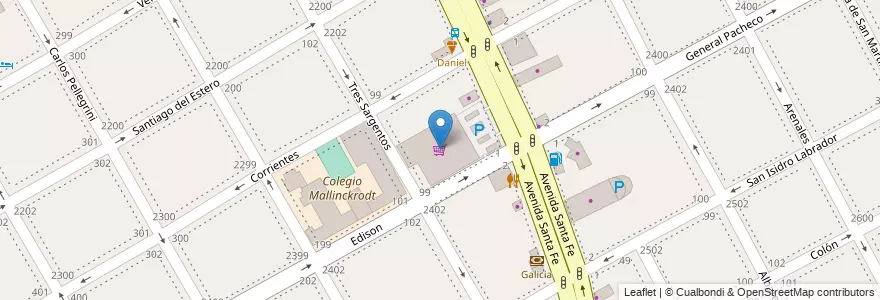Mapa de ubicacion de Carrefour Market en アルゼンチン, ブエノスアイレス州, Partido De San Isidro, Martínez.