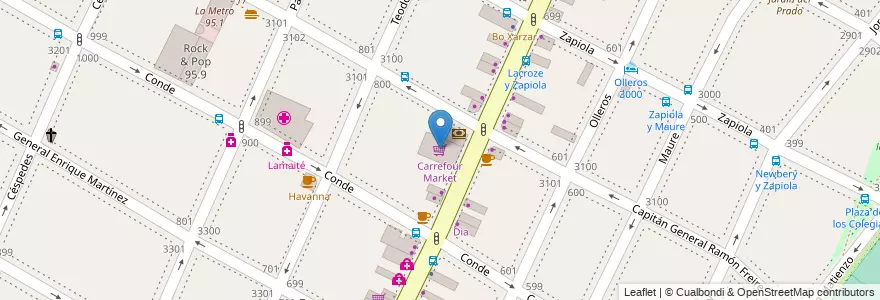 Mapa de ubicacion de Carrefour Market, Colegiales en 阿根廷, Ciudad Autónoma De Buenos Aires, 布宜诺斯艾利斯, Comuna 13.
