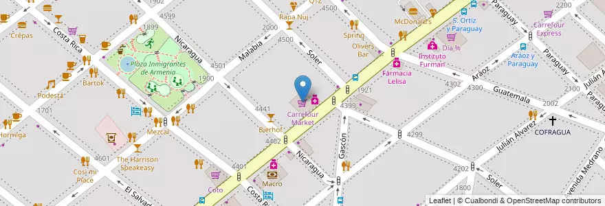Mapa de ubicacion de Carrefour Market, Palermo en Argentinien, Ciudad Autónoma De Buenos Aires, Buenos Aires, Comuna 14.