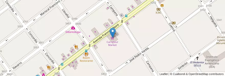 Mapa de ubicacion de Carrefour Market, Villa del Parque en الأرجنتين, Ciudad Autónoma De Buenos Aires, Buenos Aires, Comuna 11.