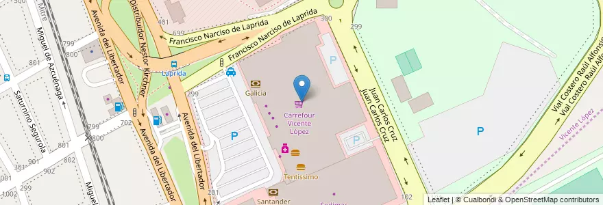 Mapa de ubicacion de Carrefour Vicente López en 아르헨티나, 부에노스아이레스주, Partido De Vicente López, Vicente López.