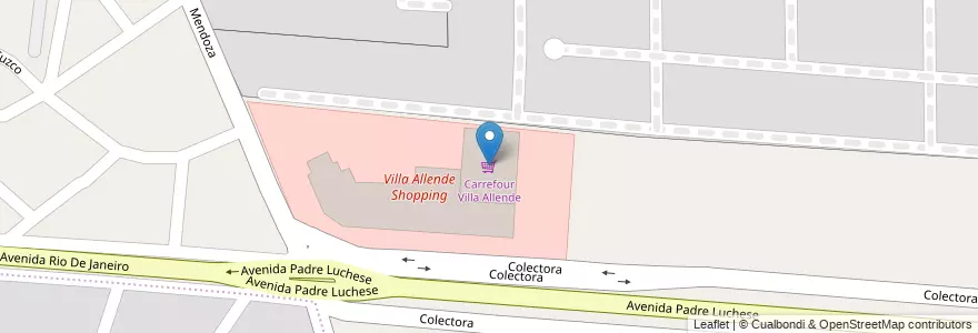 Mapa de ubicacion de Carrefour Villa Allende en Argentinien, Provinz Córdoba, Departamento Colón, Municipio De Villa Allende, Pedanía Río Ceballos, Villa Allende.