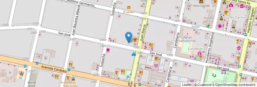 Mapa de ubicacion de Carrie en 阿根廷, Santa Fe, Departamento Rosario, Municipio De Funes, Funes.