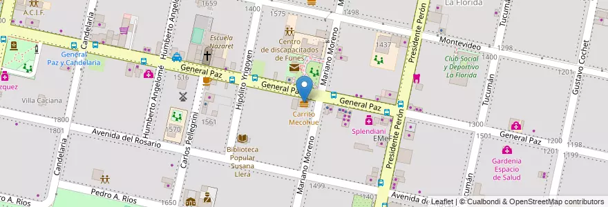 Mapa de ubicacion de Carrito Mecohue en الأرجنتين, سانتا في, Departamento Rosario, Municipio De Funes, Funes.