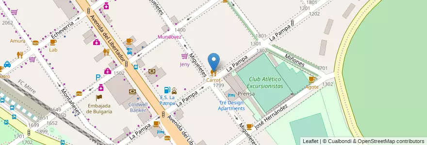 Mapa de ubicacion de Carrot, Belgrano en 阿根廷, Ciudad Autónoma De Buenos Aires, 布宜诺斯艾利斯, Comuna 13.
