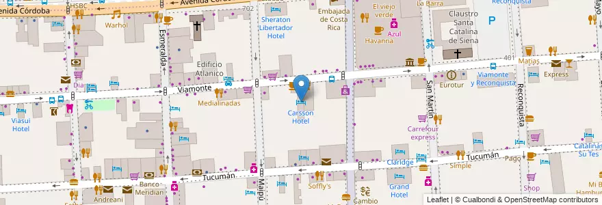 Mapa de ubicacion de Carsson Hotel, San Nicolas en Argentinië, Ciudad Autónoma De Buenos Aires, Comuna 1, Buenos Aires.