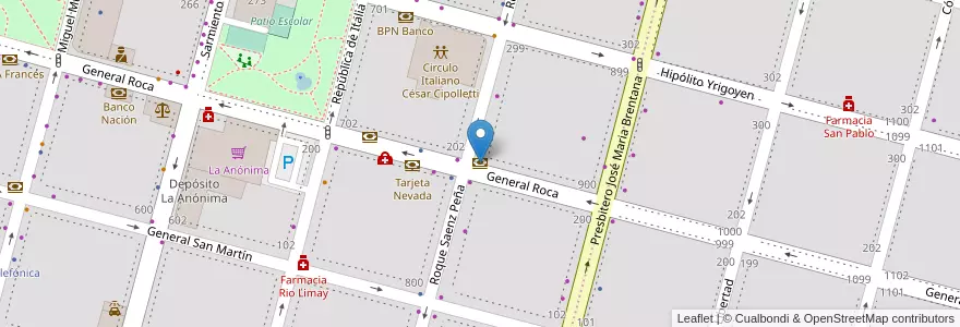 Mapa de ubicacion de Carta Automática en 아르헨티나, 칠레, 리오네그로주, Cipolletti, Departamento General Roca.