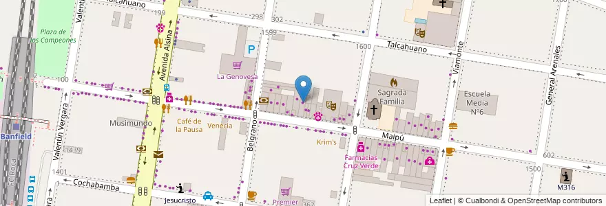 Mapa de ubicacion de Casa Antonio en الأرجنتين, بوينس آيرس, Partido De Lomas De Zamora, Banfield.