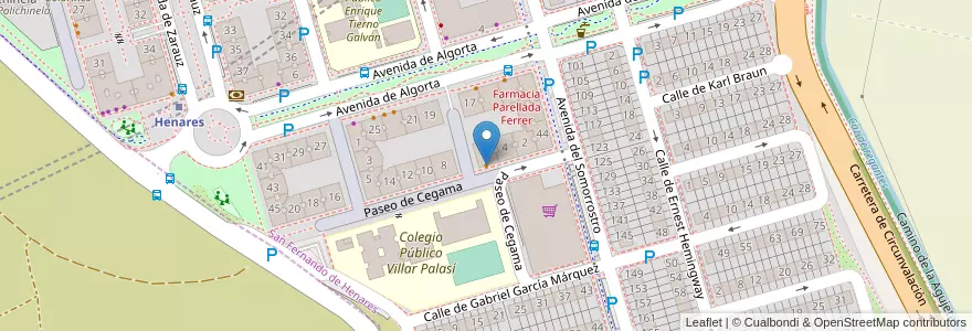 Mapa de ubicacion de Casa Araceli en Испания, Мадрид, Мадрид, Área Metropolitana De Madrid Y Corredor Del Henares, San Fernando De Henares.