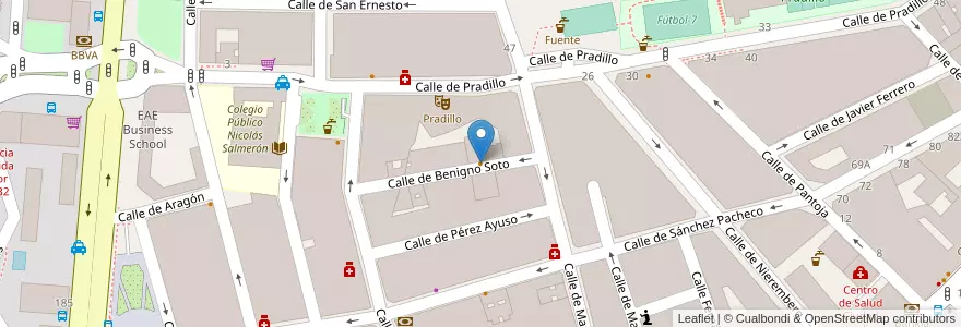 Mapa de ubicacion de Casa Benigna en Spagna, Comunidad De Madrid, Comunidad De Madrid, Área Metropolitana De Madrid Y Corredor Del Henares, Madrid.