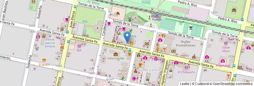 Mapa de ubicacion de Casa Blanca en آرژانتین, سانتافه, Departamento Rosario, Municipio De Funes, Funes.