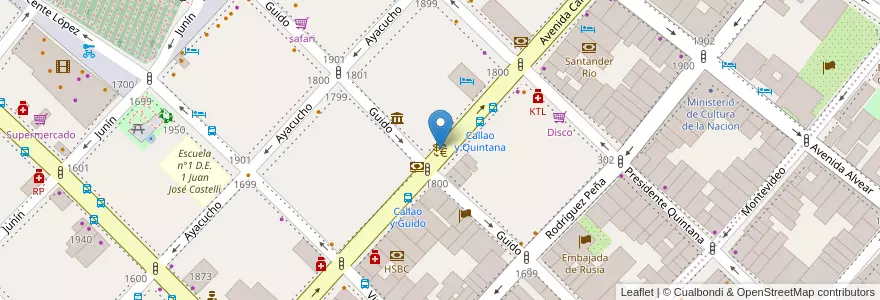 Mapa de ubicacion de Casa De Cambio Maguitur Recoleta, Recoleta en 아르헨티나, Ciudad Autónoma De Buenos Aires, Comuna 2, Comuna 1, 부에노스아이레스.