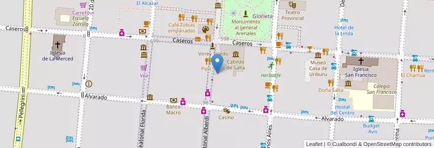 Mapa de ubicacion de casa de cambio en الأرجنتين, Salta, Capital, Municipio De Salta, Salta.