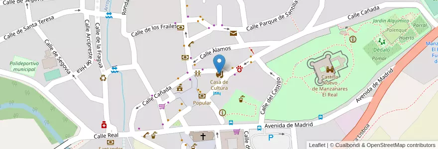 Mapa de ubicacion de Casa de Cultura en 스페인, Comunidad De Madrid, Comunidad De Madrid, Cuenca Alta Del Manzanares, Manzanares El Real.