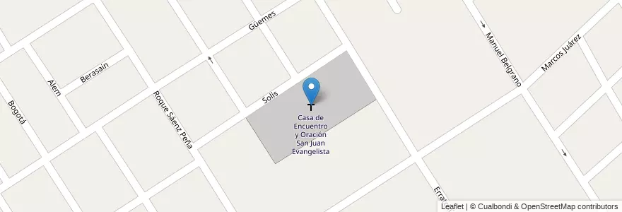 Mapa de ubicacion de Casa de Encuentro y Oración San Juan Evangelista en アルゼンチン, ブエノスアイレス州, Partido De Ezeiza, Tristán Suárez.