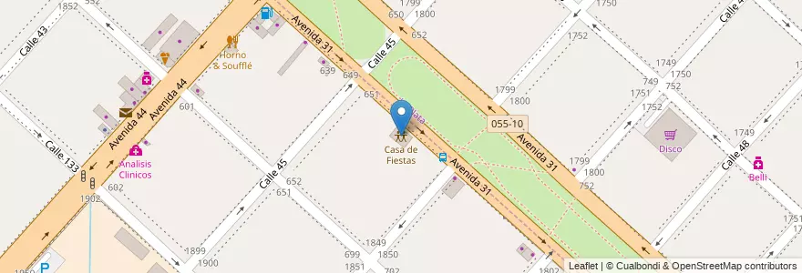 Mapa de ubicacion de Casa de Fiestas, San Carlos en Arjantin, Buenos Aires, Partido De La Plata.