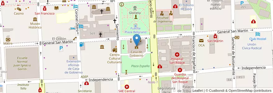 Mapa de ubicacion de Casa de Gobierno en آرژانتین, Jujuy, Departamento Doctor Manuel Belgrano, Municipio De San Salvador De Jujuy.