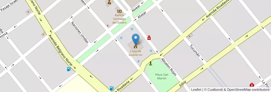 Mapa de ubicacion de Casa de Gobierno en アルゼンチン, サンティアゴ・デル・エステロ州, Departamento Capital, Santiago Del Estero.