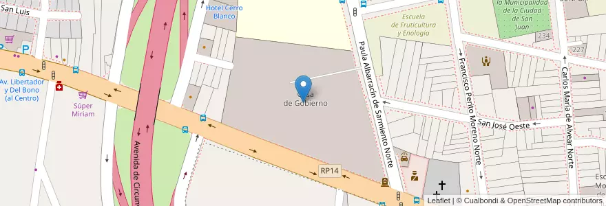 Mapa de ubicacion de Casa de Gobierno en 阿根廷, San Juan, 智利, Capital.