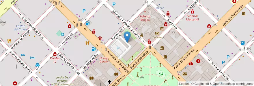 Mapa de ubicacion de Casa de Gobierno de la Provincia del Chaco en Аргентина, Чако, Departamento San Fernando, Ресистенсия, Resistencia.
