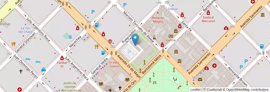 Mapa de ubicacion de Casa de Gobierno de la Provincia del Chaco en الأرجنتين, Chaco, Departamento San Fernando, Resistencia, Resistencia.