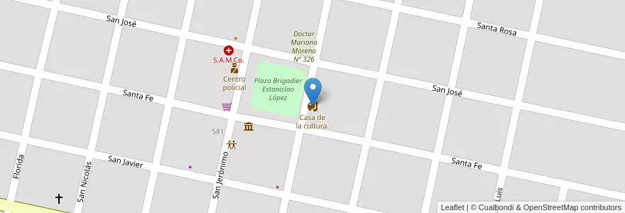 Mapa de ubicacion de Casa de la cultura. en Argentina, Santa Fe, Departamento Las Colonias, Municipio De San Jerónimo Del Sauce, San Jerónimo Del Sauce.
