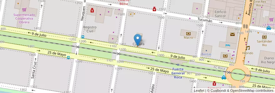 Mapa de ubicacion de Casa de la Cultura en Arjantin, Río Negro, General Roca, Departamento General Roca, General Roca.