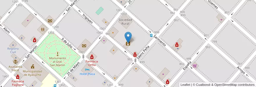 Mapa de ubicacion de Casa de la Cultura en 아르헨티나, 부에노스아이레스주, Partido De Ayacucho, Ayacucho.