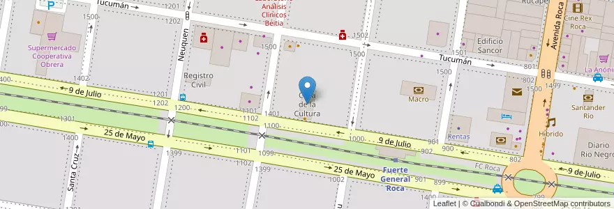 Mapa de ubicacion de Casa de la Cultura en アルゼンチン, リオネグロ州, General Roca, Departamento General Roca, General Roca.