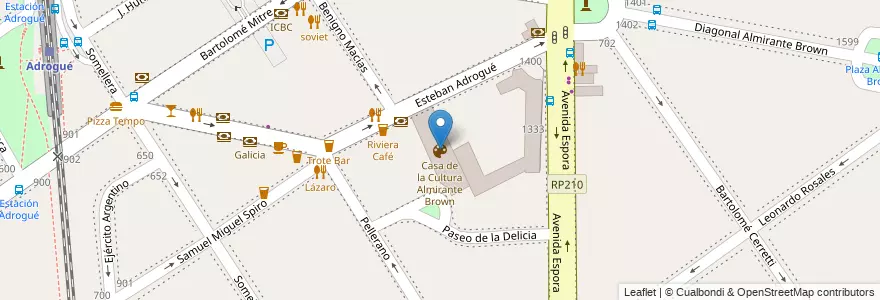 Mapa de ubicacion de Casa de la Cultura Almirante Brown en Argentine, Province De Buenos Aires, Partido De Almirante Brown, Adrogué.