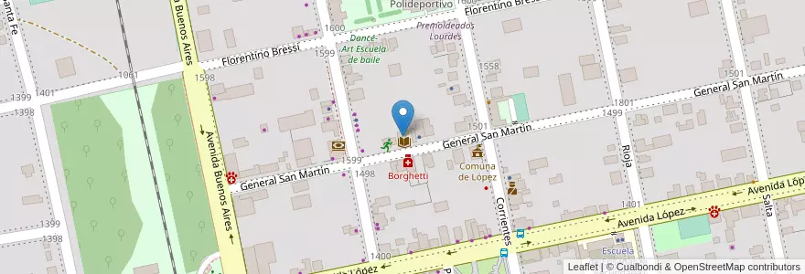 Mapa de ubicacion de Casa de la Cultura "Carlos Emilio Faugel" en Argentinië, Santa Fe, Departamento San Jerónimo, Municipio De López, López.