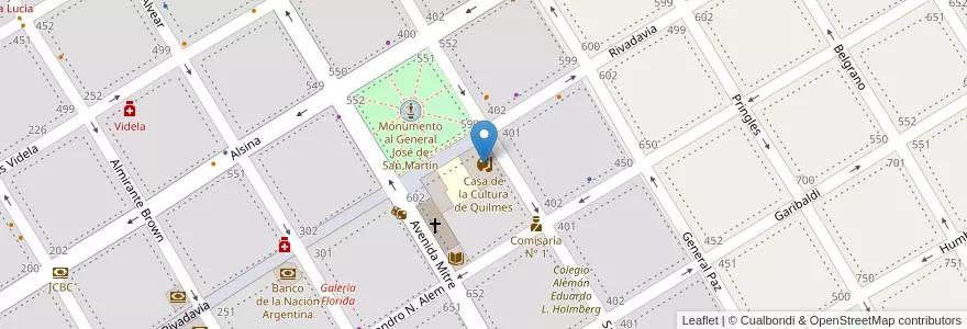 Mapa de ubicacion de Casa de la Cultura de Quilmes en アルゼンチン, ブエノスアイレス州, Partido De Quilmes, Quilmes.