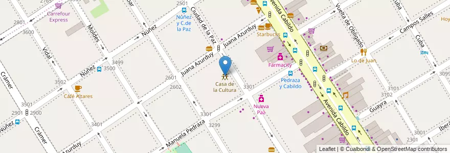 Mapa de ubicacion de Casa de la Cultura, Nuñez en آرژانتین, Ciudad Autónoma De Buenos Aires, Buenos Aires, Comuna 13.