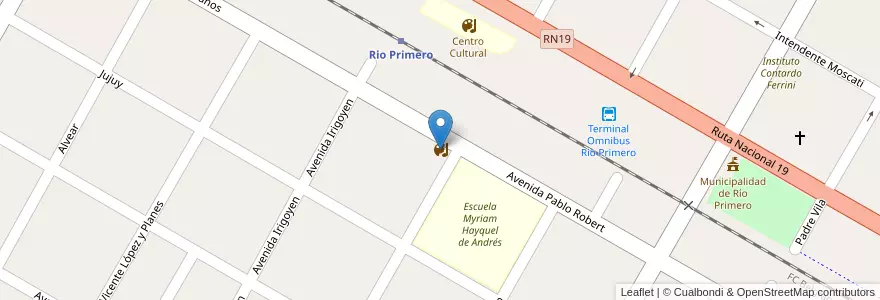 Mapa de ubicacion de Casa de la Cultura y Biblioteca Pablo Robert en آرژانتین, Córdoba, Departamento Río Primero, Municipio De Río Primero, Pedanía Viamonte, Río Primero.