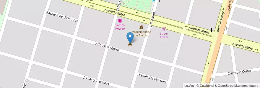 Mapa de ubicacion de Casa de la Cultura y el Bicentenario en アルゼンチン, サンタフェ州, Departamento La Capital, Municipio De Recreo.